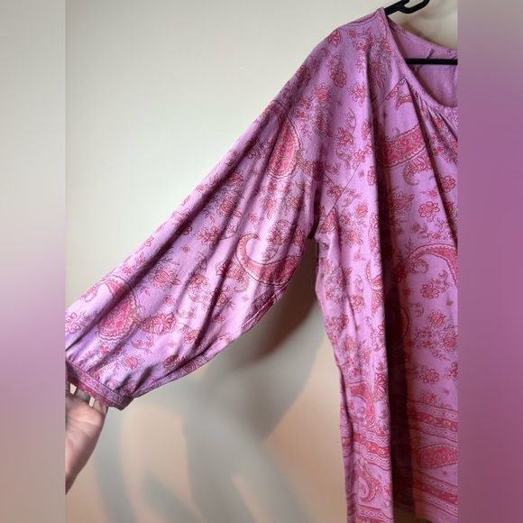 Pure Jill Pink Paisley Print Split Neck Long Sleeve Tee EUC - Picture 2 of 5